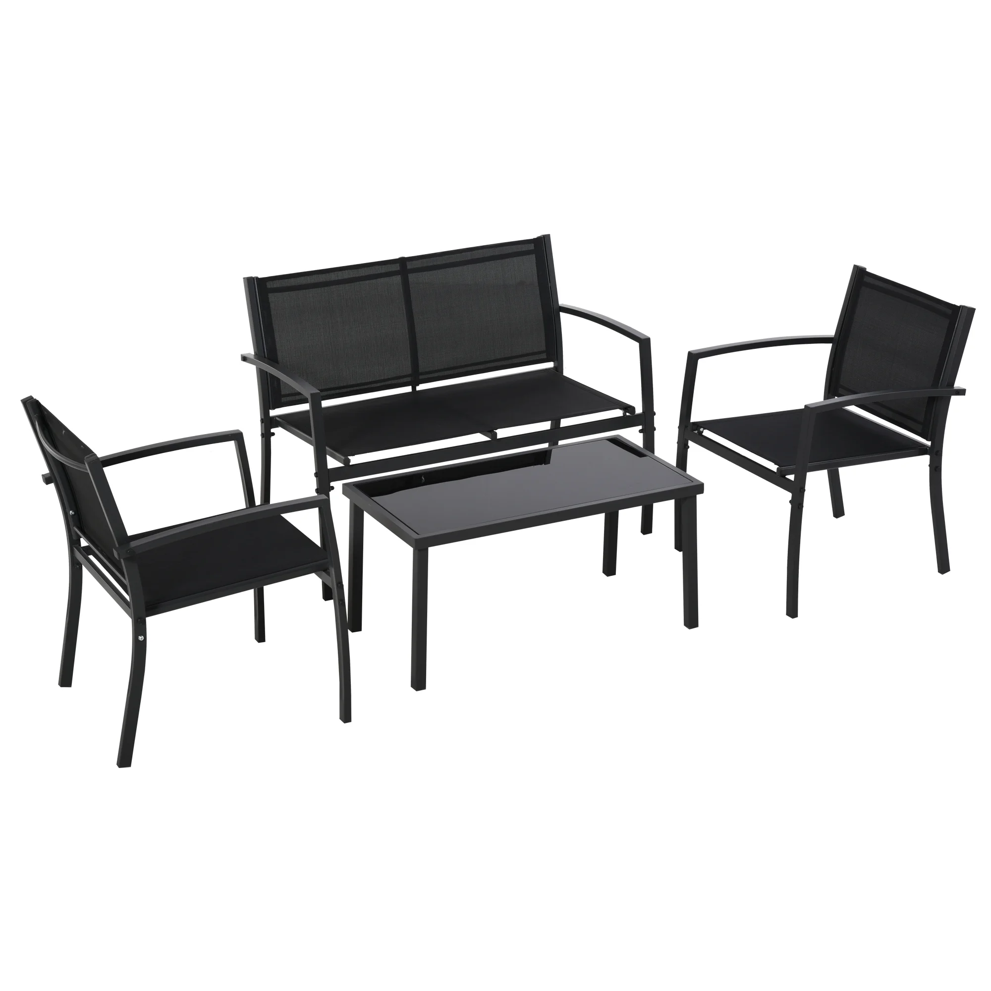 Outsunny Set de Gradina 4 bucati cu Masuta de cafea