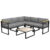 Outsunny Set de mobilier de gradina din 6 piese cu pernute de grosime 10cm, Set de canapea cu cadru din aluminiu pentru exterior cu cotiere