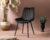 Set 2 scaune Venus, Negru, textil, picioare metalice